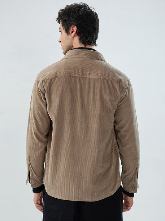 Olive Structured Corduroy Double Pocket Overshirt