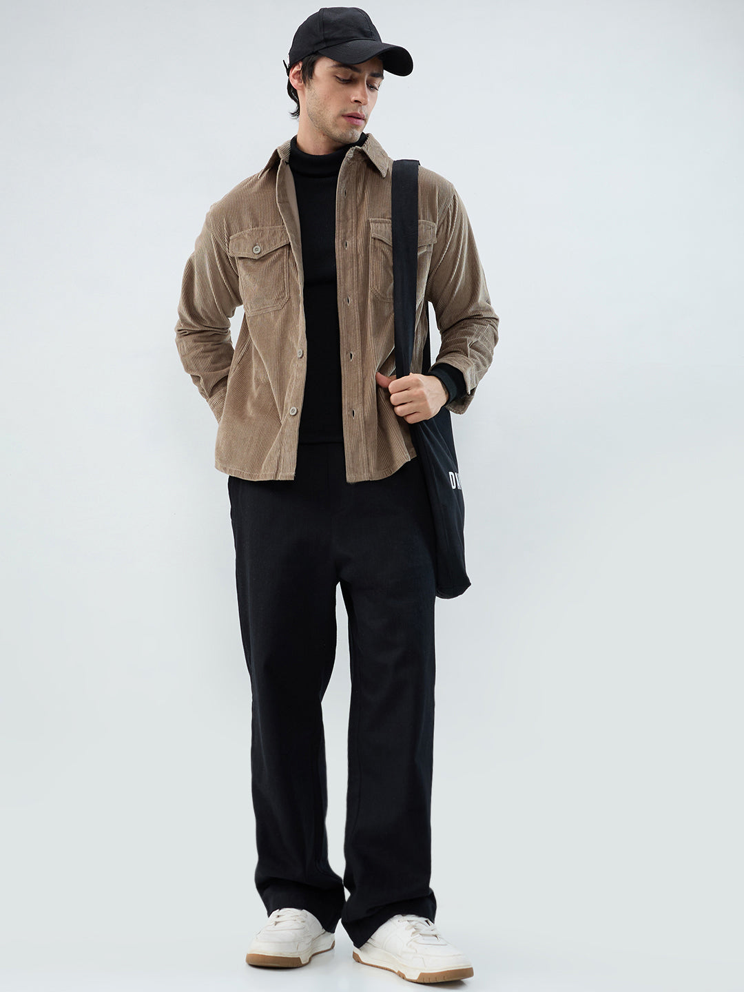 Olive Structured Corduroy Double Pocket Overshirt