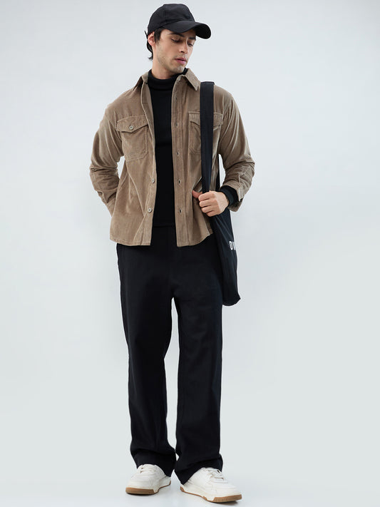 Olive Structured Corduroy Double Pocket Overshirt