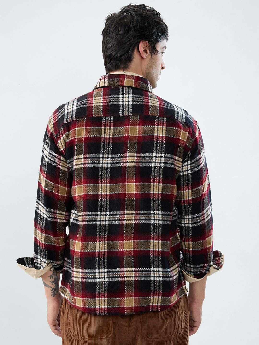 Premium Red Oak Plaid Checks Twin Pocket Flannel Shirt