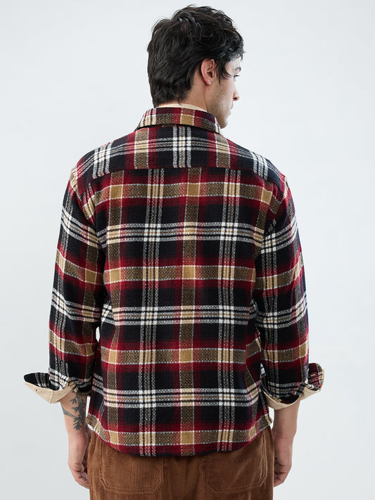 Premium Red Oak Plaid Checks Twin Pocket Flannel Shirt