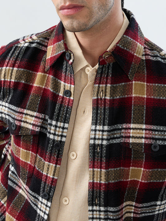 Premium Red Oak Plaid Checks Twin Pocket Flannel Shirt