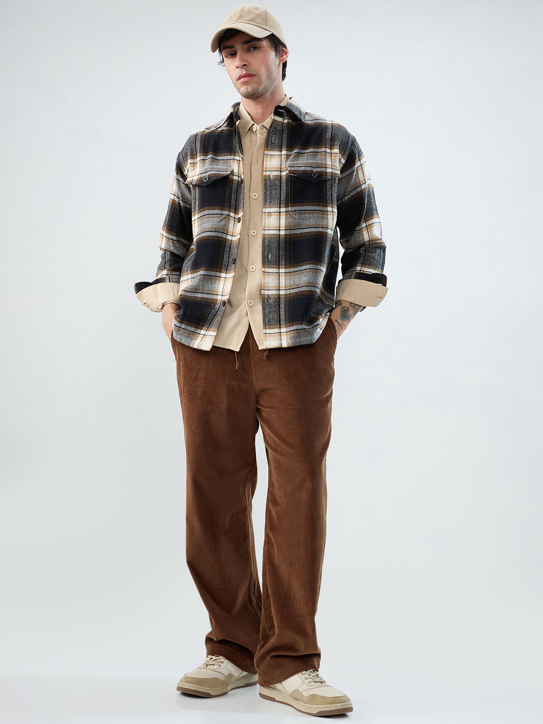 Premium Desert Vibe Plaid Checks Twin Pocket Flannel Shirt
