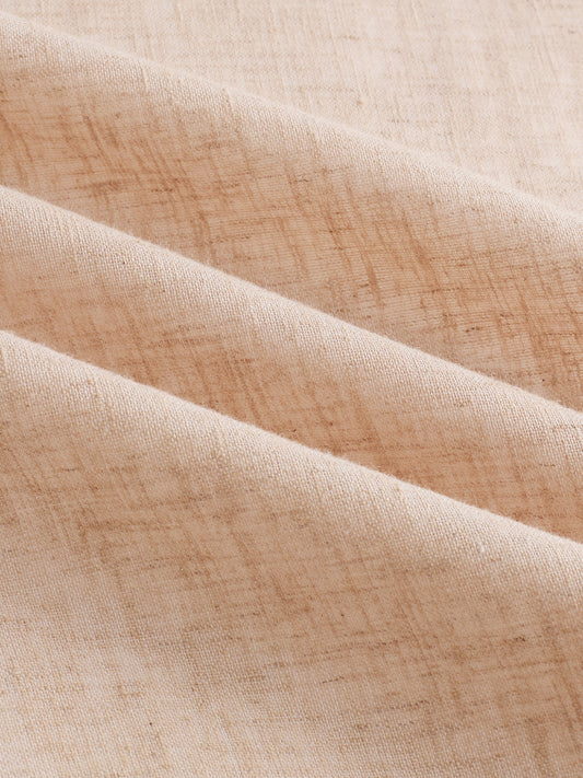 Premium Tan Beige Linen Blend Stand-Collar Oversized Shirt