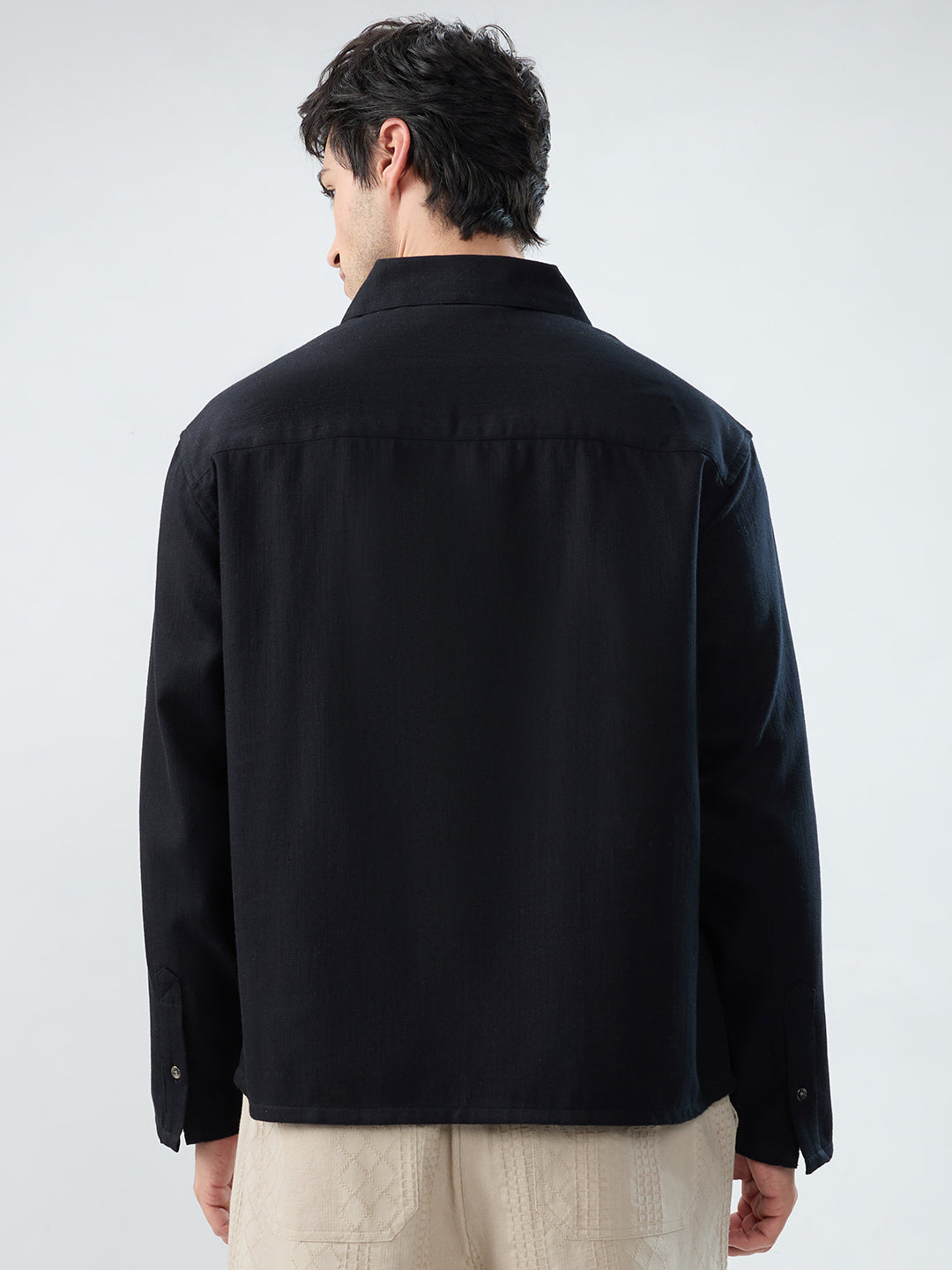 Timeless Black Cuffless Oversized Shirt