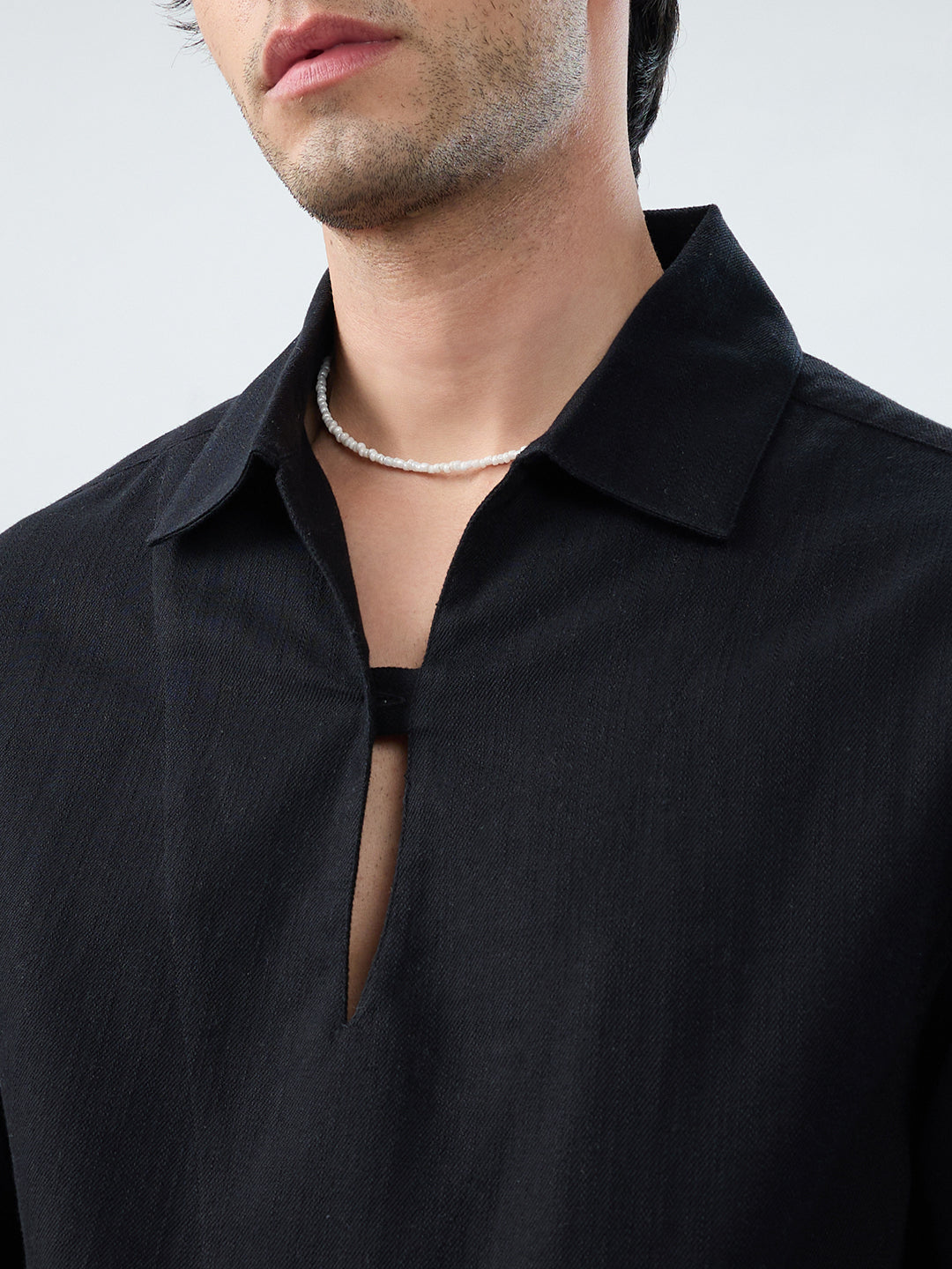 Timeless Black Cuffless Oversized Shirt