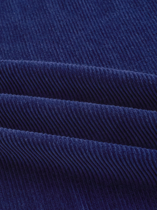 Exquisite Navy Corduroy Double Pocket Oversized Shacket