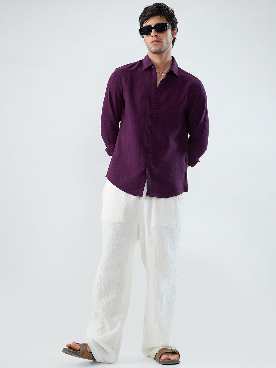 Mulberry Plum Slub Textured Everyday Shirt
