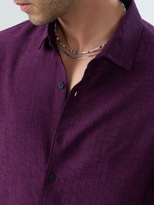 Mulberry Plum Slub Textured Everyday Shirt