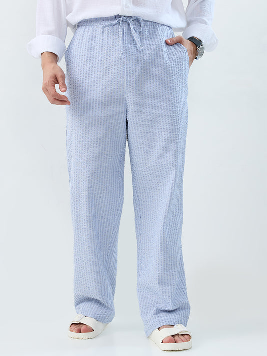 Multi-Tone Vertical Striped Straight-Fit Trousers