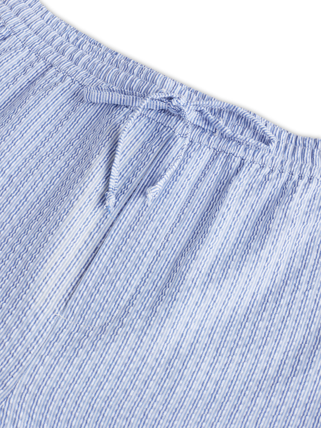 Multi-Tone Vertical Seersucker Striped Straight-Fit Trousers