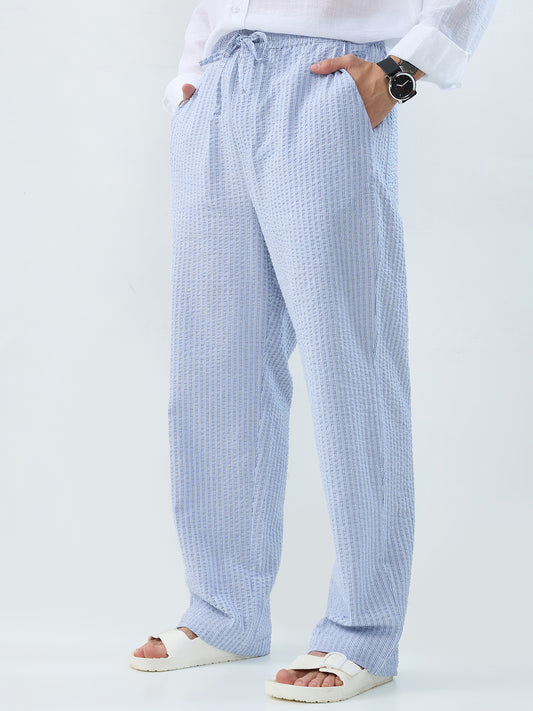 Multi-Tone Vertical Striped Straight-Fit Trousers