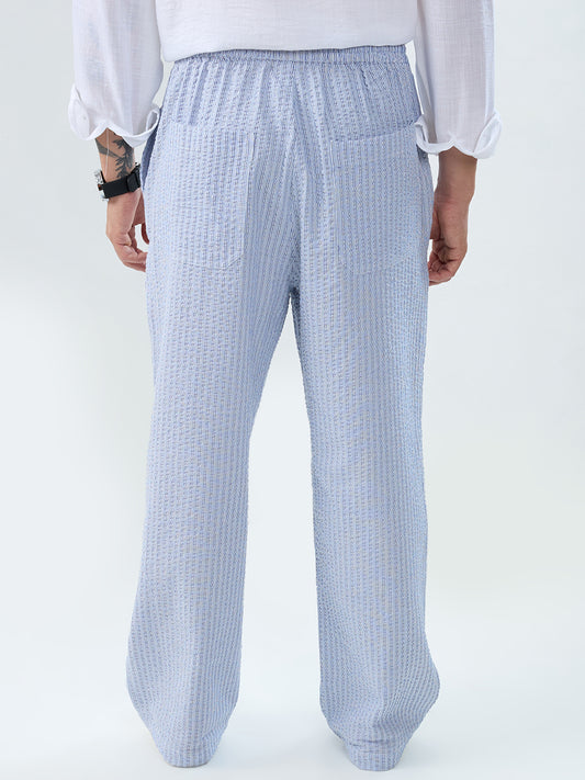 Multi-Tone Vertical Striped Straight-Fit Trousers