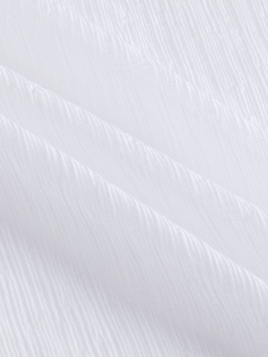 Pure White Classic Sheer Crepe Boxy Fit Crop Shirt