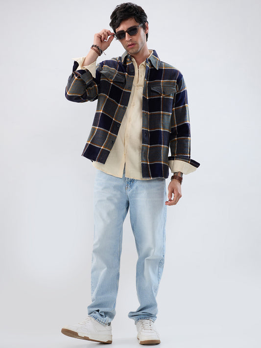Elevated Multicolor Checks Double Pocket Flannel Shirt