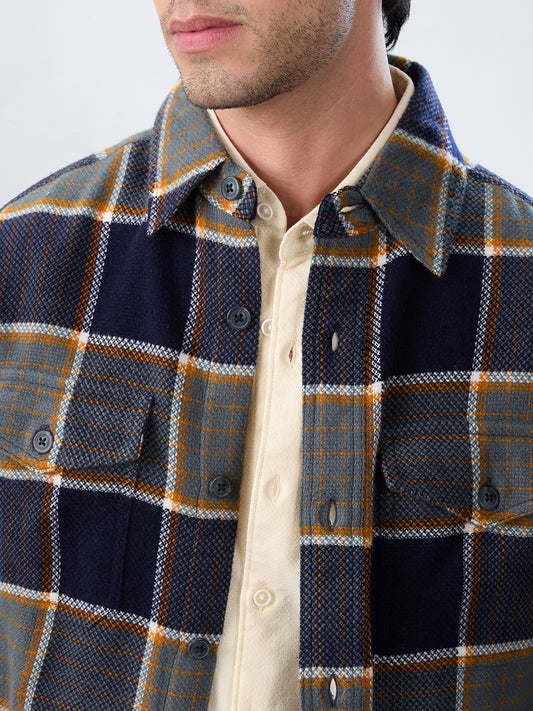 Elevated Multicolor Checks Double Pocket Flannel Shirt
