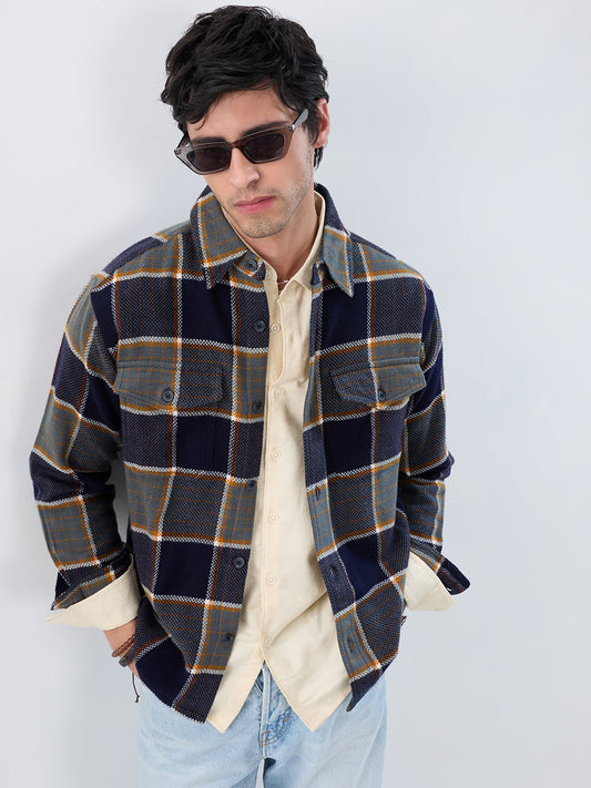 Elevated Multicolor Checks Double Pocket Flannel Shirt