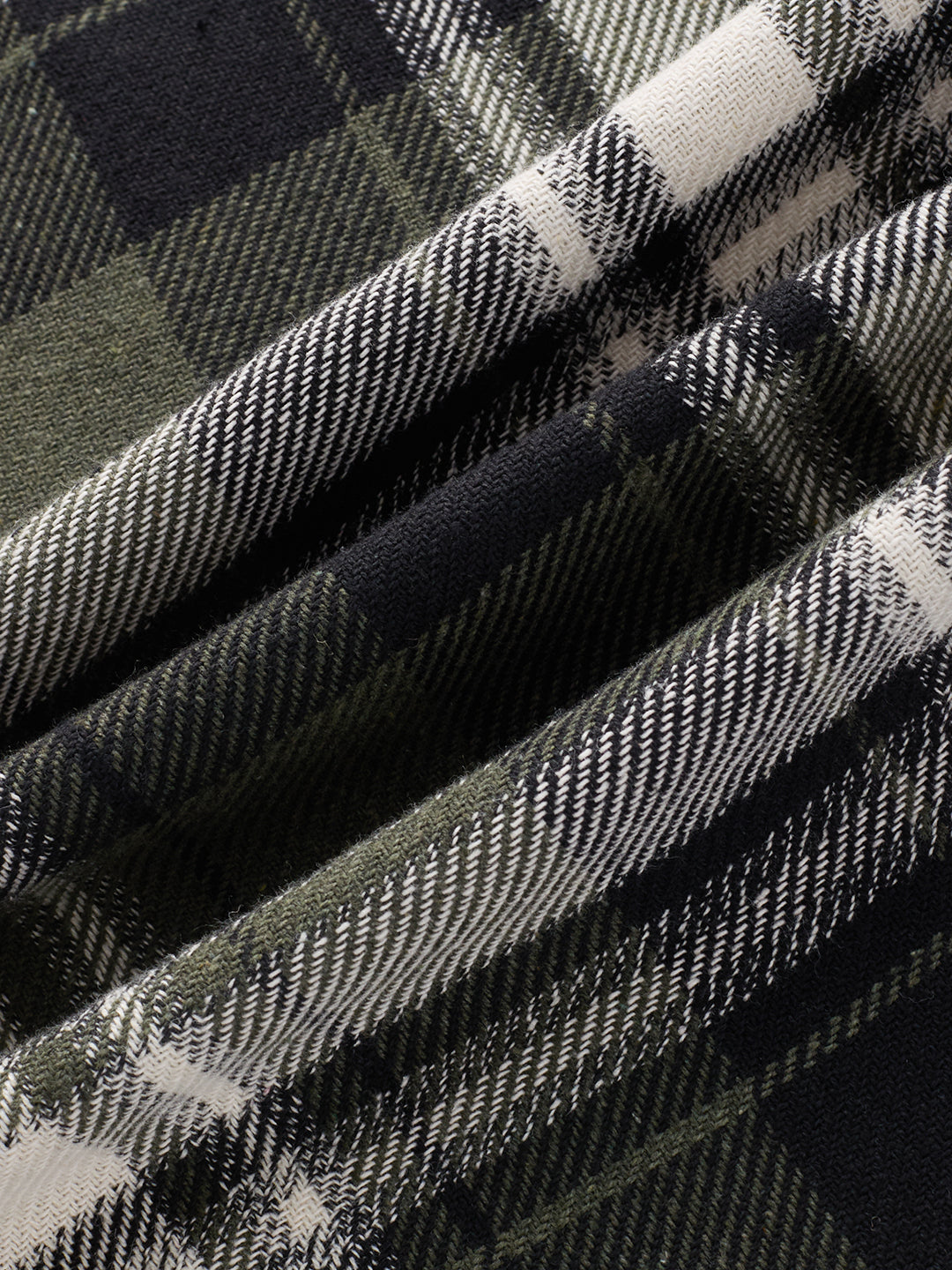 Olive & Black Plaid Checks Boxy Fit Crop Shirt