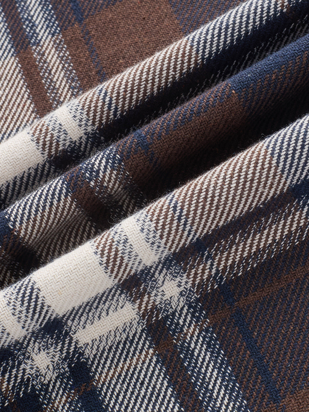 Brown & Navy Plaid Checks Boxy Fit Crop Shirt