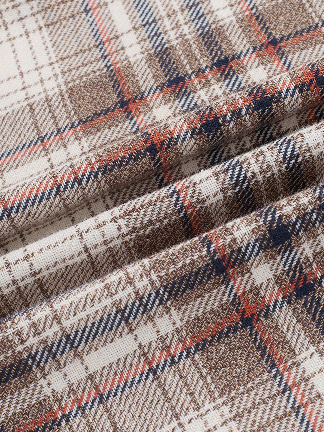 Orange & Brown Plaid Checks Boxy Fit Crop Shirt