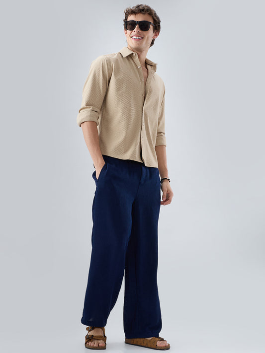 Sand Beige Interlock Maze Weave Knitted Shirt