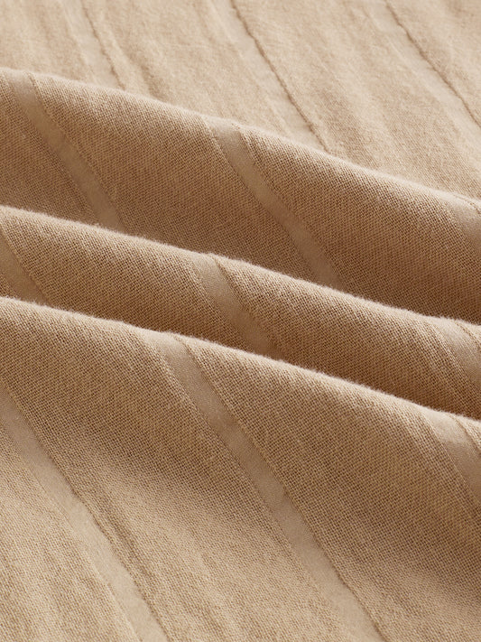 Tuscan Tan Double Cloth Luxe Striped Shirt