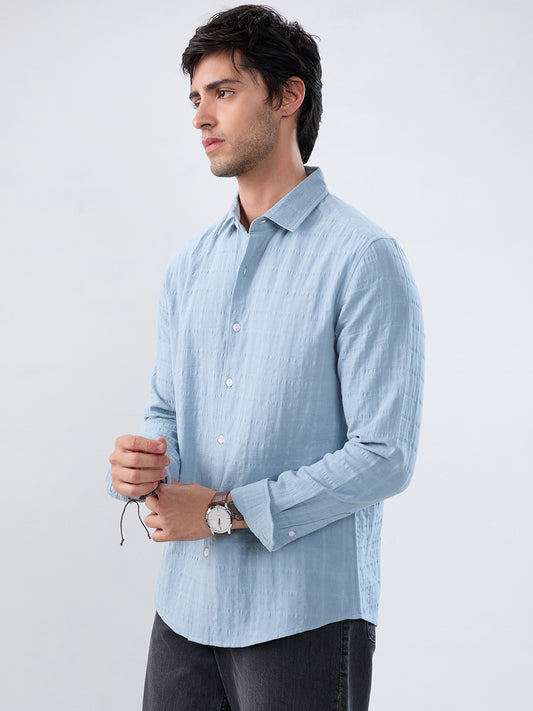 Premium Ice Mist Grid Emboss Double Cloth Shirt