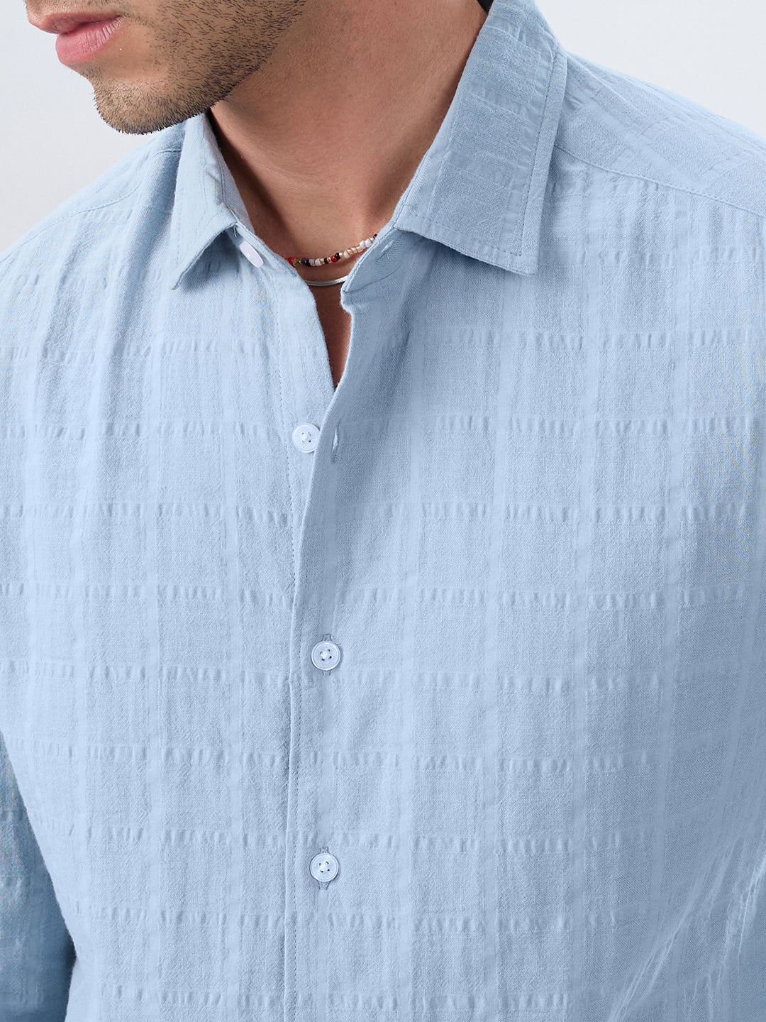 Premium Ice Mist Grid Emboss Double Cloth Shirt