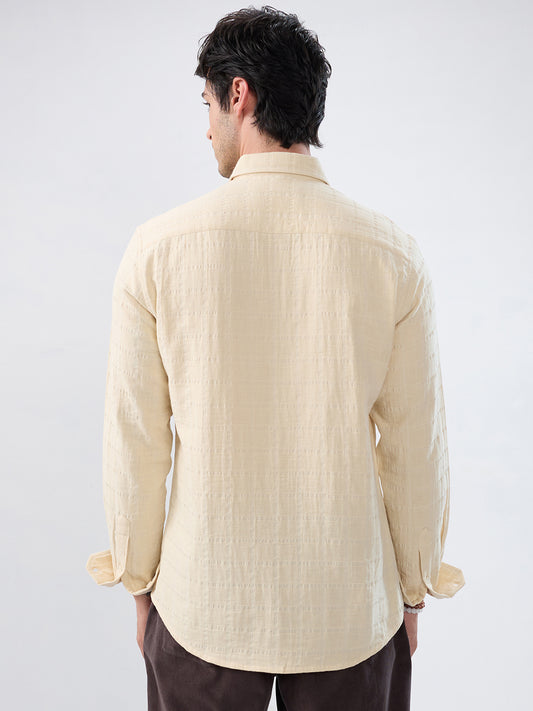 Premium Bisque Beige Emboss Double Cloth Shirt