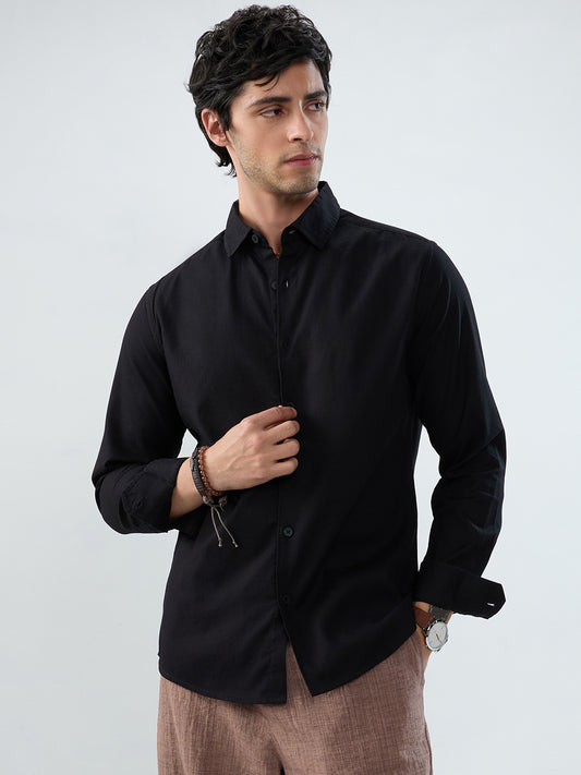 Timeless Black Subtle Emboss Essential Shirt