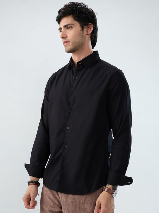 Timeless Black Subtle Emboss Essential Shirt