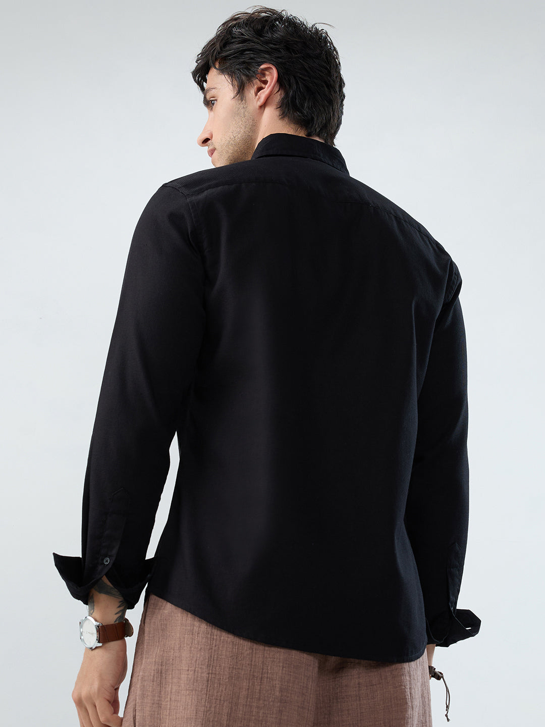Timeless Black Subtle Emboss Essential Shirt