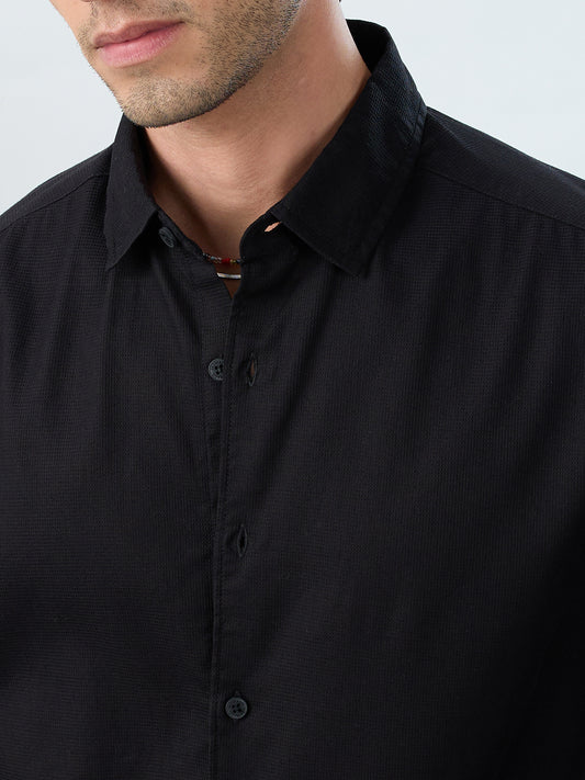Timeless Black Subtle Emboss Essential Shirt
