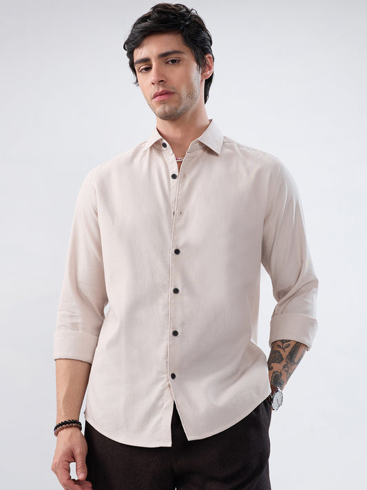 Light Bisque Beige Subtle Emboss Essential Shirt