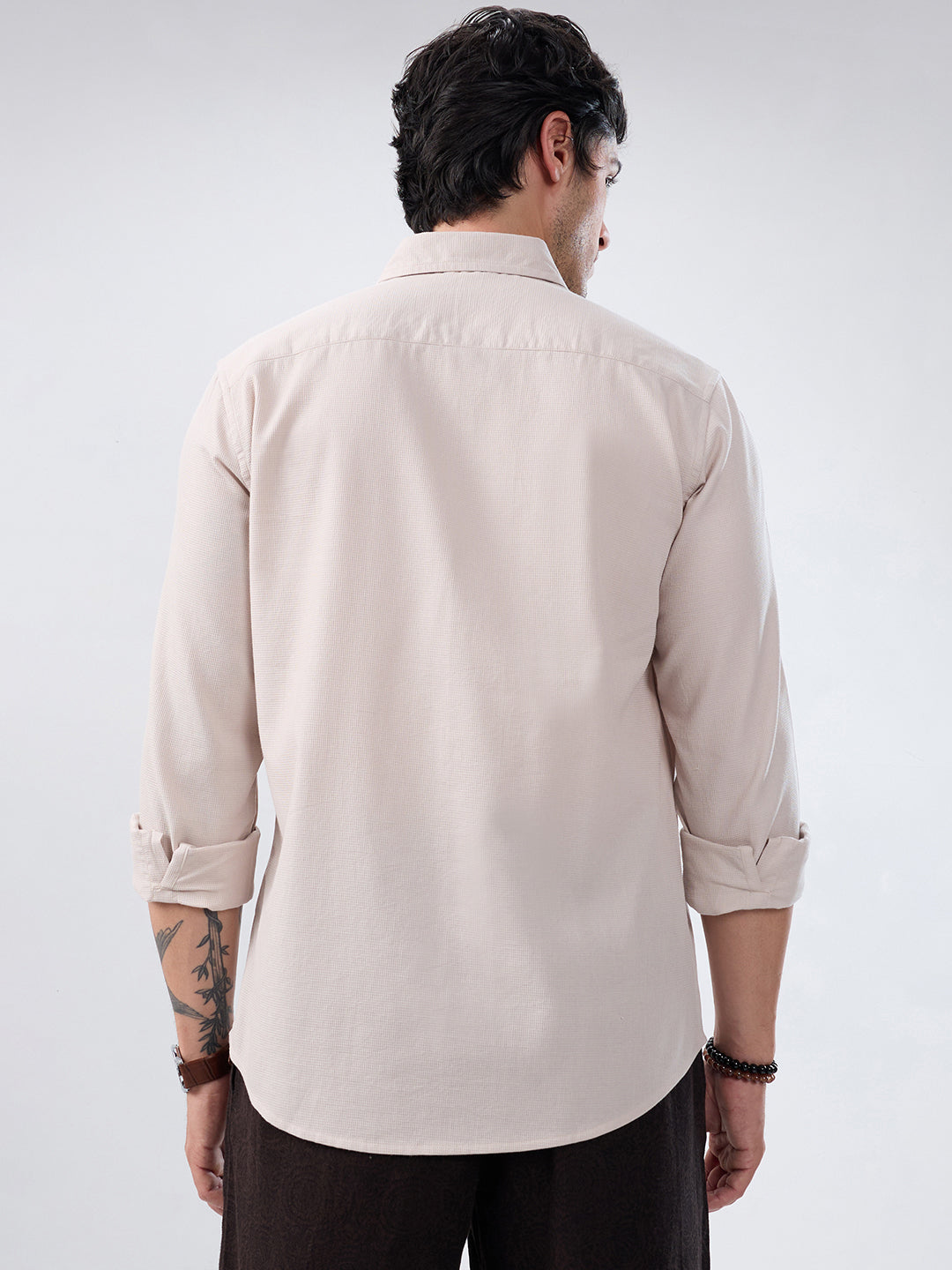 Light Bisque Beige Subtle Emboss Essential Shirt