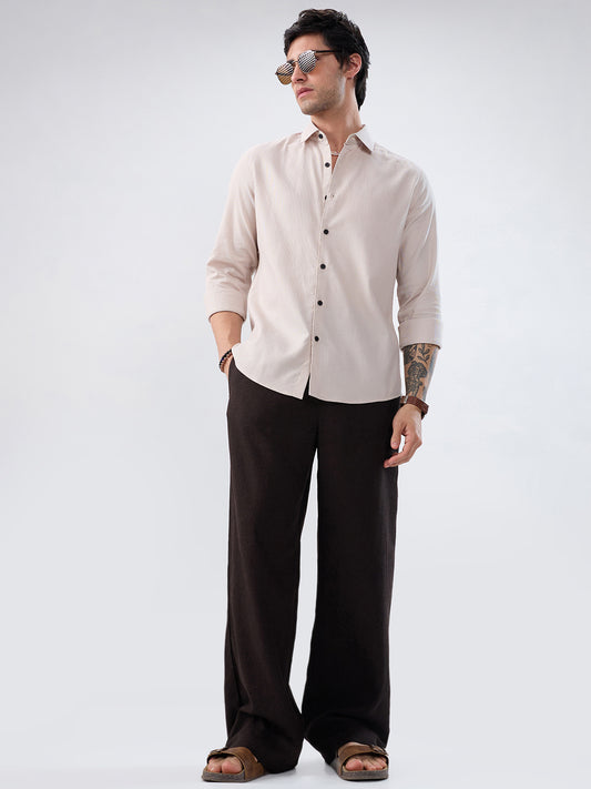 Light Bisque Beige Subtle Emboss Essential Shirt