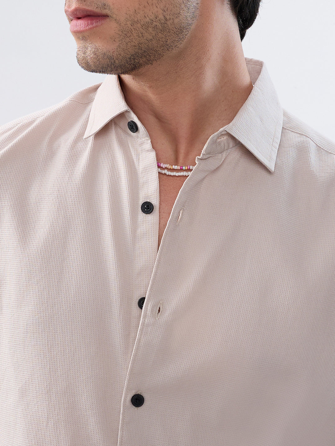 Light Bisque Beige Subtle Emboss Essential Shirt