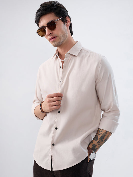Light Bisque Beige Subtle Emboss Essential Shirt