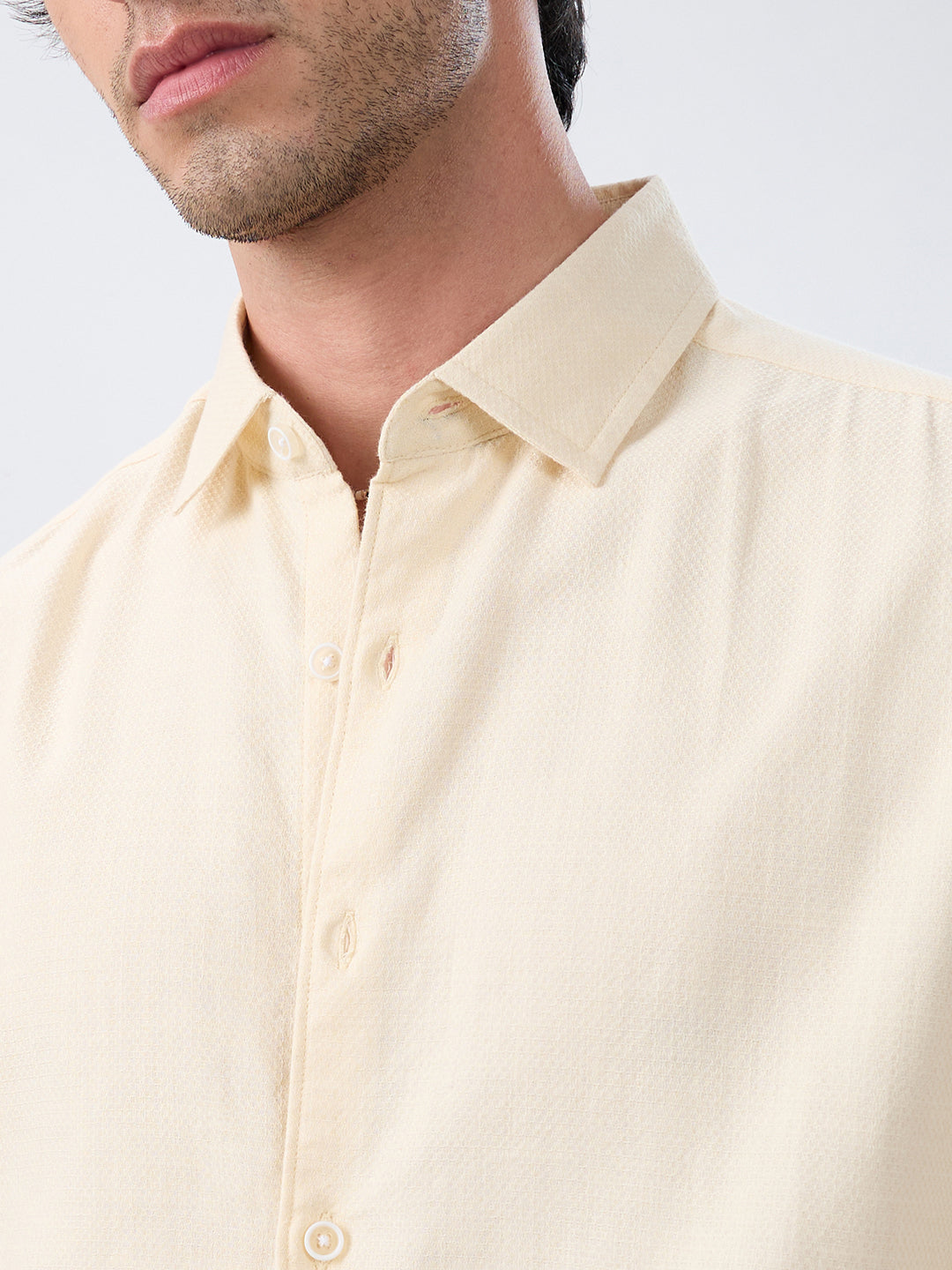 Creamstone Micro-Weave Jacquard Shirt