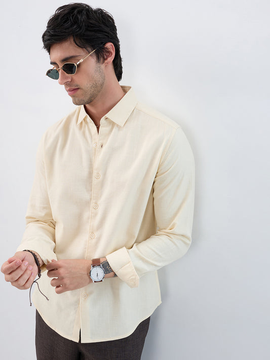 Creamstone Micro-Weave Jacquard Shirt