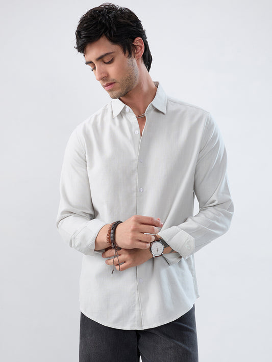 Mint Mist Green Micro-Weave Jacquard Shirt