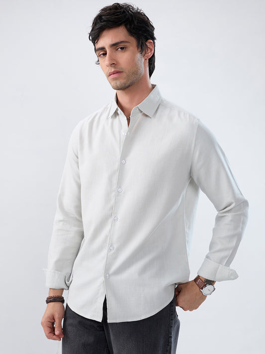 Mint Mist Green Micro-Weave Jacquard Shirt