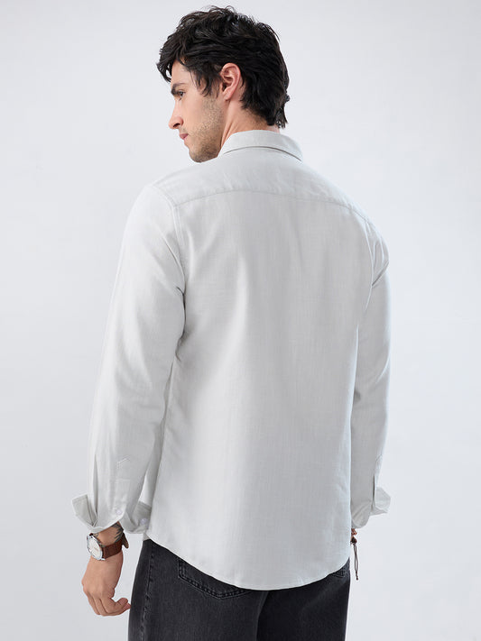 Mint Mist Green Micro-Weave Jacquard Shirt