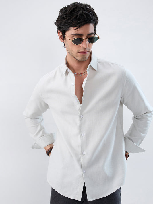 Mint Mist Green Micro-Weave Jacquard Shirt