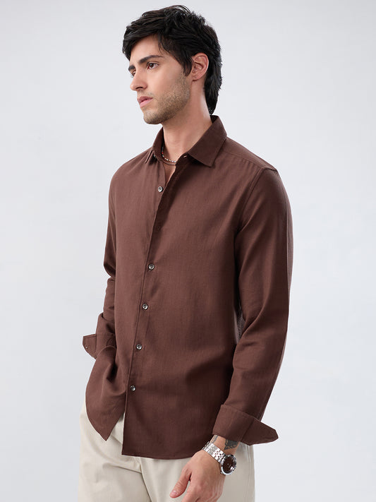 Hickory Brown Subtle Jacquard Everyday Shirt