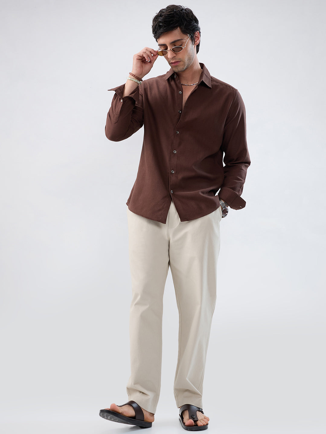Hickory Brown Subtle Jacquard Everyday Shirt