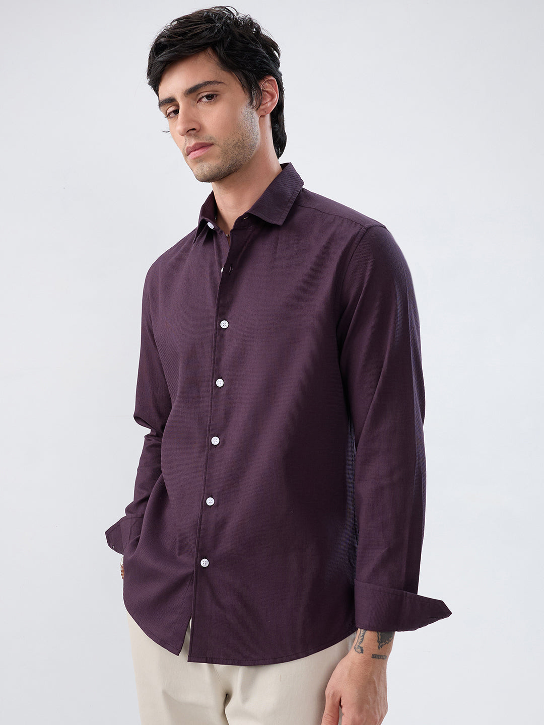 Refined Resin Purple Textured Shirt
