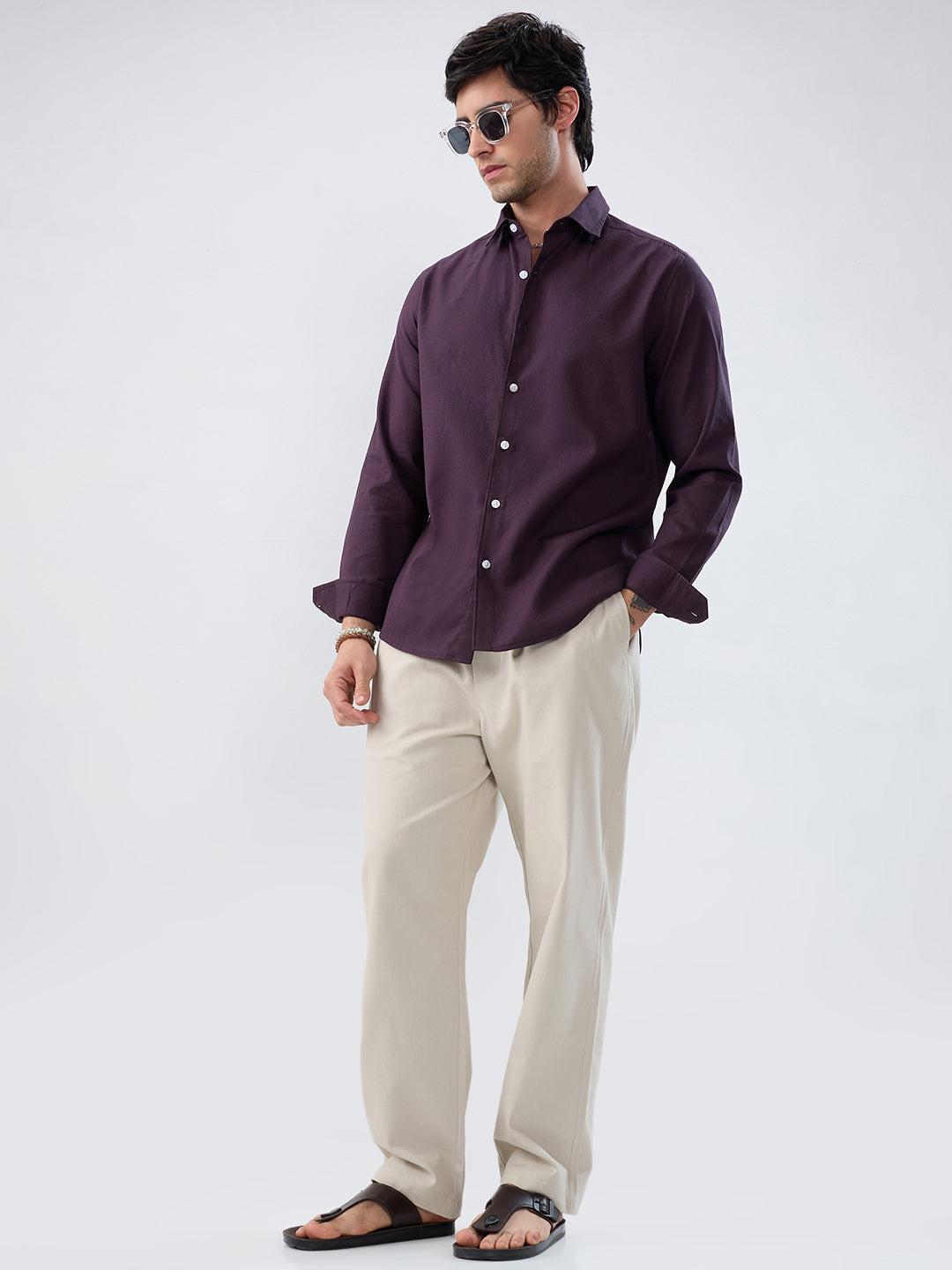 Refined Resin Purple Textured Shirt