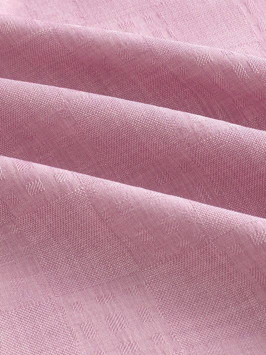 Mauve Pink Soft Grid Textured Boxy Fit Oversized Crop Shirt