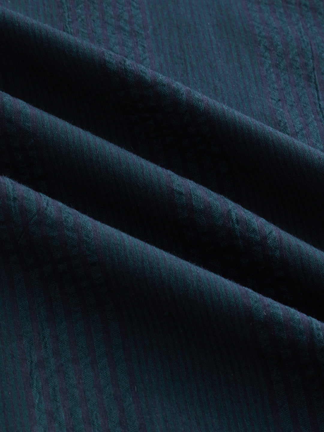 Luxe Dark Green Refined Striped Boxy Fit Crop Shirt